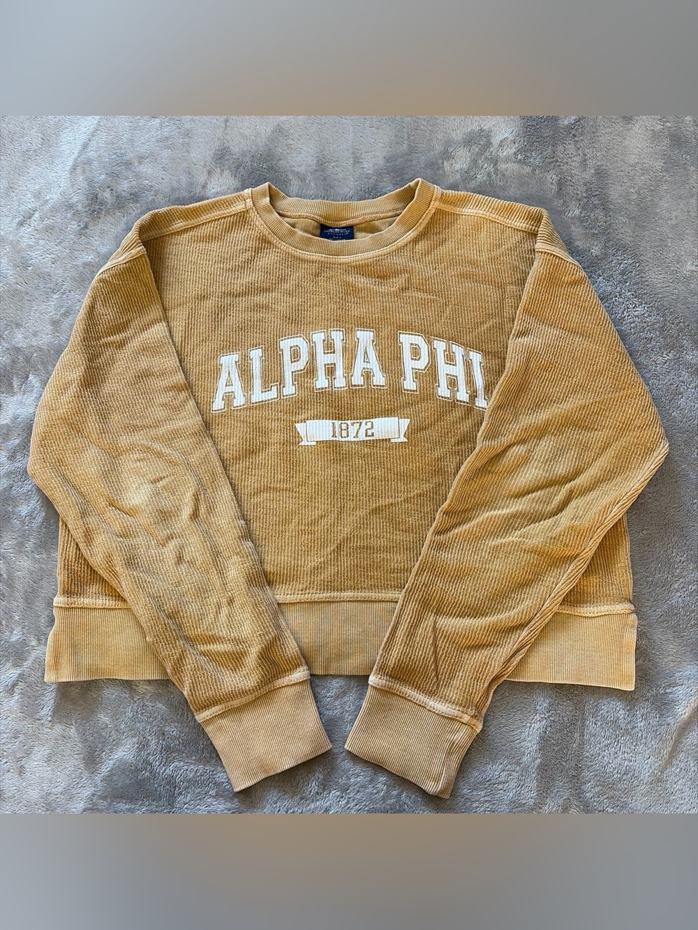 Alpha Phi Corded Crewneck Sweater - Mustard